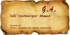 Günszberger Ahmed névjegykártya